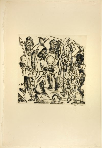 Taniec murzyński, płyta dziewiąta z Jahrmarkt autorstwa Max Beckmann