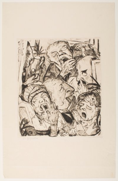 Ziewacze, tablica 7 z portfolio „Twarze” autorstwa Max Beckmann