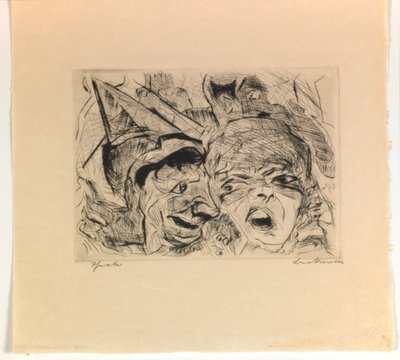 Teatr, płyta 8 z teki „Twarze” autorstwa Max Beckmann