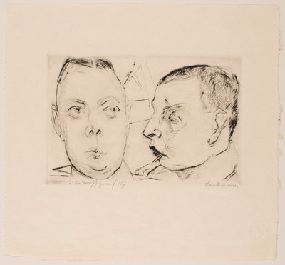 Dwóch Auto Oficerów, tablica 15 z portfolio „Twarze” autorstwa Max Beckmann
