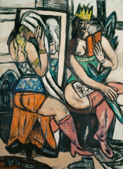 Dwie aktorki w garderobie autorstwa Max Beckmann