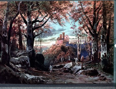 Wystrój do opery „Tannhauser” Ryszarda Wagnera. Scenografia Brucknera autorstwa Max Bruckner