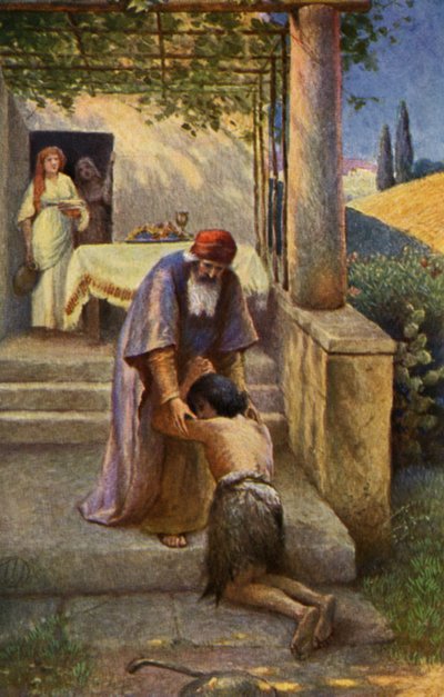 Syn marnotrawny, scena z Nowego Testamentu (druk) autorstwa Max Hirmer