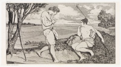 Apollo i Dafne I (Ocalenia ofiar Owidiusza, opus II, karta 10) autorstwa Max Klinger