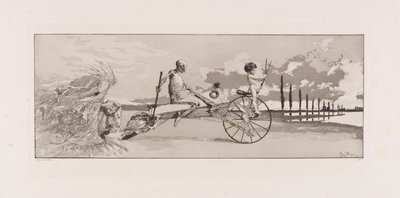 Kupidyn, Śmierć i poza Amor, Tod und Jenseits tablica XII z Intermezzos..., 1881. autorstwa Max Klinger