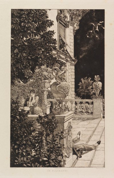 W Flagranti, z Dramas, Opus IX Dramamen, Opus IX, 1883. autorstwa Max Klinger