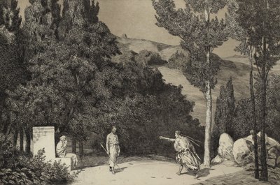 Pyramus i Thisbe II Z serii Opus II, 1879 autorstwa Max Klinger