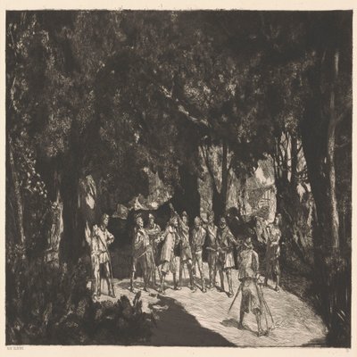 Simplicius wśród żołnierzy autorstwa Max Klinger