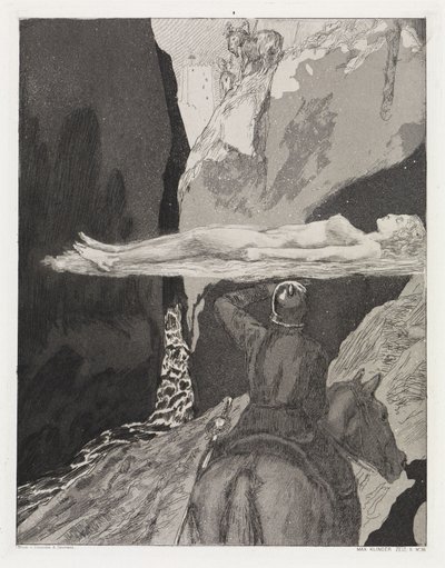 Przed wieżą (Namiot, opus XIV, część 2, nr 36) autorstwa Max Klinger