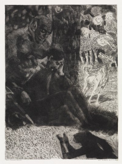 Czarodziej i rycerz (Namiot, Opus XIV, część 2, nr 34) autorstwa Max Klinger