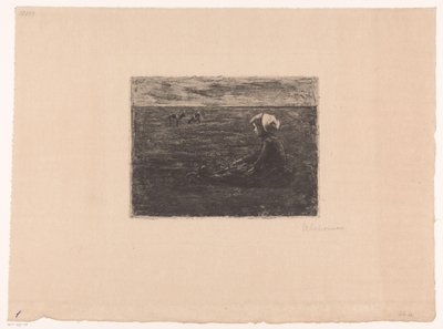 Młody pastuch siedzący na polu autorstwa Max Liebermann (signed by artist)