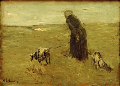 Stara kobieta z kozami autorstwa Max Liebermann