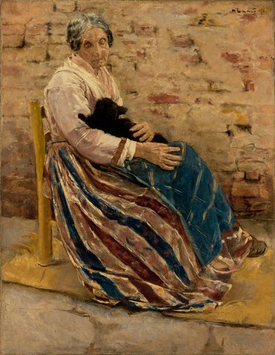Stara kobieta z kotem autorstwa Max Liebermann