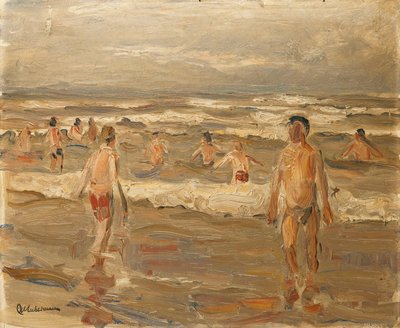 Chłopcy kąpiący się w morzu; Chłopcy kąpiący się w morzu, 1899 autorstwa Max Liebermann