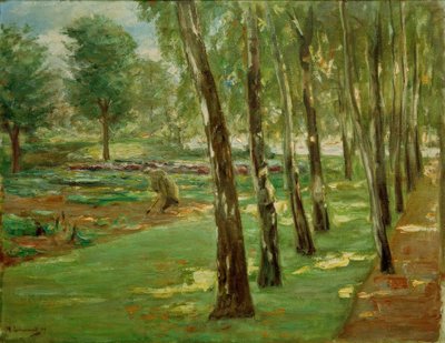 Aleja brzozowa w ogrodzie Wannsee - widok na pole kapusty autorstwa Max Liebermann