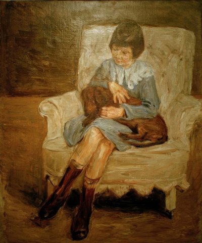 Wnuczka Liebermanna z jamnikiem na kolanach autorstwa Max Liebermann