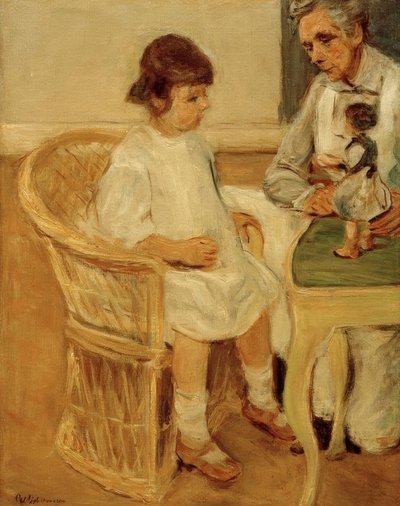 Wnuczka artysty na wiklinowym fotelu po prawej autorstwa Max Liebermann