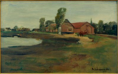 Wiejska ulica w Militsch (krajobraz ze stawem) autorstwa Max Liebermann