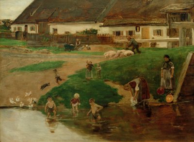 Wiejski staw w Etzenhausen - wiejska sielanka autorstwa Max Liebermann