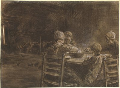 Wschodniofryzyjscy chłopi jedzą kolację autorstwa Max Liebermann