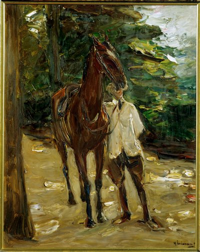 Stajenny z koniem (dyszący) autorstwa Max Liebermann
