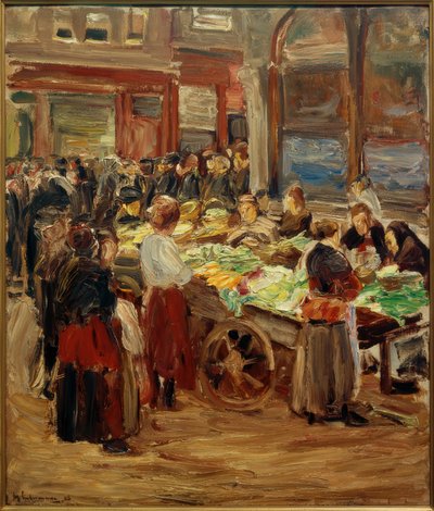 Judengasse w Amsterdamie - targ warzywny autorstwa Max Liebermann