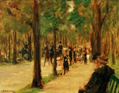 Promenada w zoo ze spacerowiczami i koniem autorstwa Max Liebermann