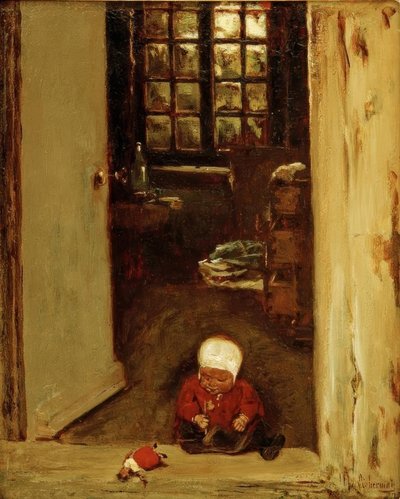 Bawiące się dziecko w drzwiach wejściowych autorstwa Max Liebermann