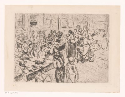 Handel uliczny w Starej Dzielnicy Żydowskiej w Amsterdamie autorstwa Max Liebermann