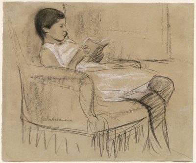 Córka artysty Käthe czytająca na krześle autorstwa Max Liebermann