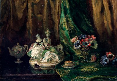 „Martwa natura z porcelaną i kwiatami”, XX wiek. autorstwa Max Müller