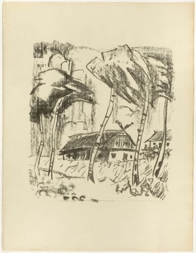 Gospodarstwo za brzozami, z „Ody do Samlandu” autorstwa Max Pechstein