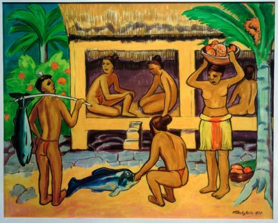 Przed budynkiem Palauhaus autorstwa Max Pechstein