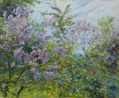 Kwitnący bz, ok. 1921 (olej na drewnie) autorstwa Max Slevogt