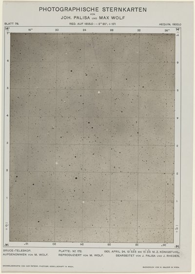 Fotograficzne mapy gwiazd 24 kwietnia 1901, 480. Twórcy: Max Wolf, Johann Palisa. autorstwa Max Wolf, Johann Palisa