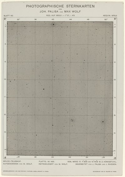 Photographische Sternkarte 17 marca 1906, 2268. Twórcy: Max Wolf, Johann Palisa. autorstwa Max Wolf, Johann Palisa