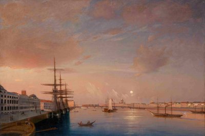 Widok na most Zwiastowania Blagoveshchensky i nabrzeże Nikolaevskaya, ok. 1852 autorstwa Maxim Nikiphorovich Vorobyev
