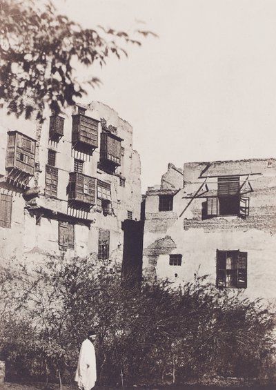 Kair, dom i ogród w Dzielnicy Francuskiej, z Gustavem Flaubertem, 1850 autorstwa Maxime Du Camp