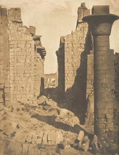 Dwór Bubastytów i Wejście do Sali Hypostylowej Pałacu Karnac, Teby, 1849-50. autorstwa Maxime Du Camp