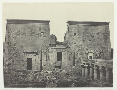 Drômos i Philônes, Wielka Świątynia Izydy w Pilônes; Nubia, płyta 72 z albumu "Egypte, Nubie, Palestine et Syrie" (1852) autorstwa Maxime Du Camp