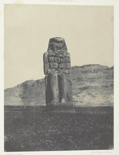 Gourna, Statua Memnona, Teby, 184951, wydrukowany 1852. autorstwa Maxime Du Camp