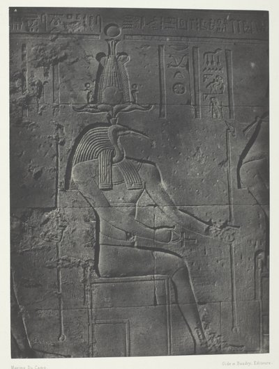 Wielka Świątynia Izydy w Filoe, Tôth Ibiocéphale; Nubia, płyta 79 z albumu "Egypte, Nubie, Palestine et Syrie" (1852) autorstwa Maxime Du Camp