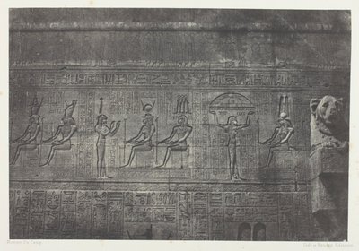 Wielka Świątynia w Denderah (Teutyres), rzeźby z tylnej fasady; Górny Egipt, płyta 20 z albumu "Egypte, Nubie, Palestine et Syrie" (1852) autorstwa Maxime Du Camp