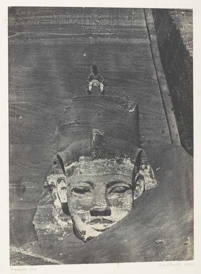 Ibsamboul, Colosse Occidental Du Spéos De Phrè; Nubia, płyta 107 z albumu "Egypte, Nubie, Palestine et Syrie" (1852) autorstwa Maxime Du Camp