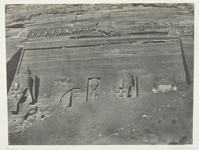Ibsamboul, Vue Générale Du Grand Spéos De Phrè; Nubie, płyta 102 z albumu "Egypte, Nubie, Palestine et Syrie" (1852) autorstwa Maxime Du Camp