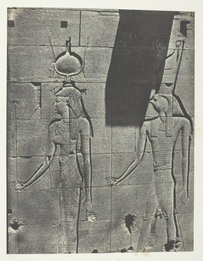 Kalabscheh, Sculptures De La Façade Postérieure Du Temple; Nubie, płyta 92 z albumu "Egypte, Nubie, Palestine et Syrie" (1852) autorstwa Maxime Du Camp