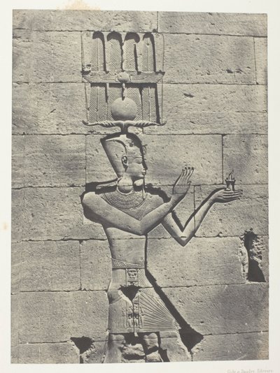 Kalabscheh, Sculptures De La Façade Postérieure Du Temple; Nubie, płyta 91 z albumu "Egypte, Nubie, Palestine et Syrie" (1852) autorstwa Maxime Du Camp