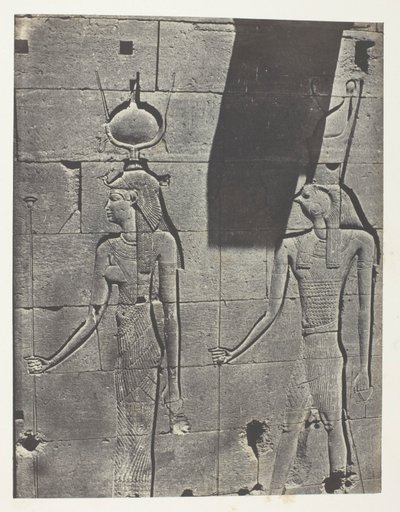 Kalabscheh, Sculptures De La Façade Postérieure Du Temple; Nubie, płyta 92 z albumu "Egypte, Nubie, Palestine et Syrie" (1852) autorstwa Maxime Du Camp