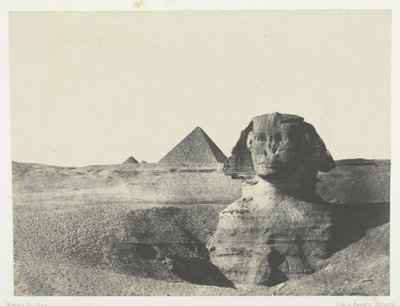 Sfinks widziany z przodu, Środkowy Egipt, 184951, wydrukowany 1852. autorstwa Maxime Du Camp