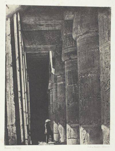 Medinet-Habou, Galeria Pałacu Ramzesa-Méiamouna, Teby, 184951, wydrukowany 1852. autorstwa Maxime Du Camp